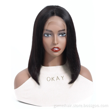 Wholesale Short 10-16 Inch Straight Bob Human Hair Lace Front Wig Ready To Ship Brazilian Cuticle Aligned Hair Frontal Lace Wig